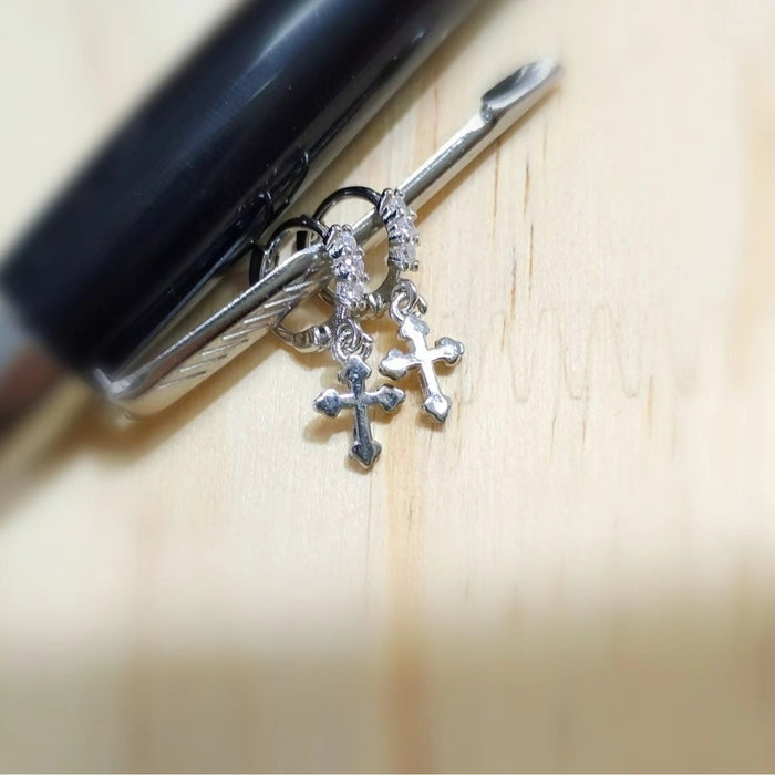 Wholesale Sparkling Zirconia Water Drop Cross Pendant Earrings Earbone Rings Small and Exquisite Stacked Ear Buckles Small and Unique Simple Versatile Earrings