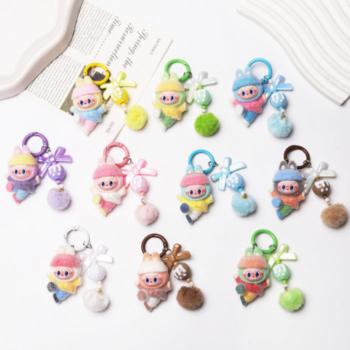 Wholesale Flocked Dancing Cartoon Character Keychain