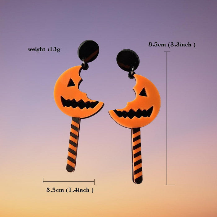 Wholesale  Halloween Asymmetrical Glitter Letter Horror Pumpkin Knife Ghost Skeleton Spider Acrylic Exaggerated Earrings JDC-ES-Qiany005