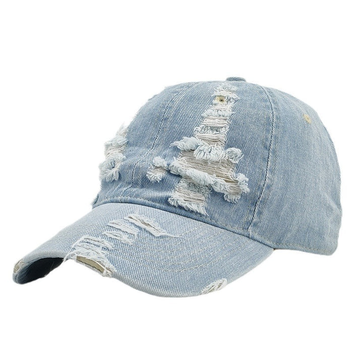 Wholesale Washed denim distressed baseball cap