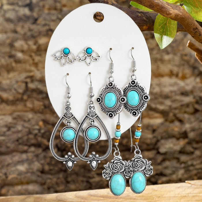 Wholesale Alloy Tassel Earring Set Retro Ethnic Style Bohemian Jewelry Accessory MOQ≥2