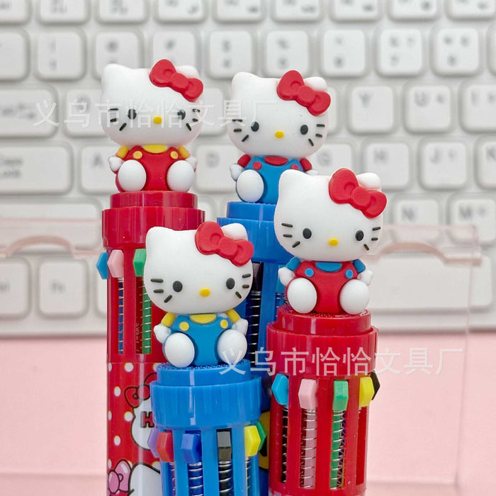 Wholesale 6pcs Red and Blue Cat Ten-Color Cartoon Pen