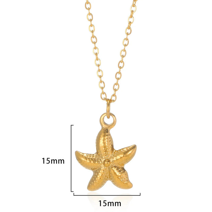 Wholesale Stainless Steel Vintage Simple Shell Starfish Scallop Necklace