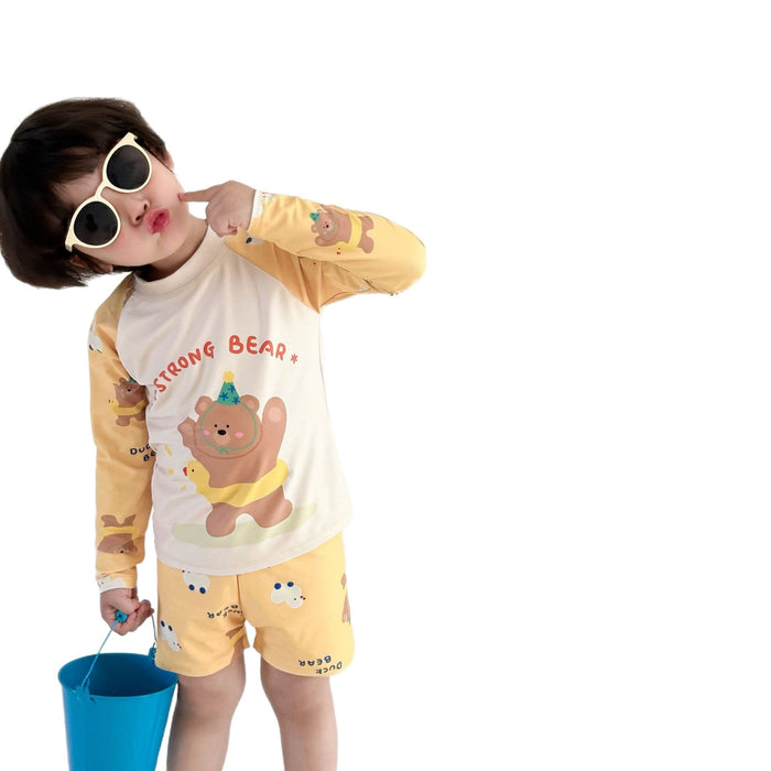 Wholesale New Boys' Split Swimsuit, Children's Long Sleeve Set, Quick Drying Swimsuit, Boys', Middle and Small Children's Baby Swimsuit