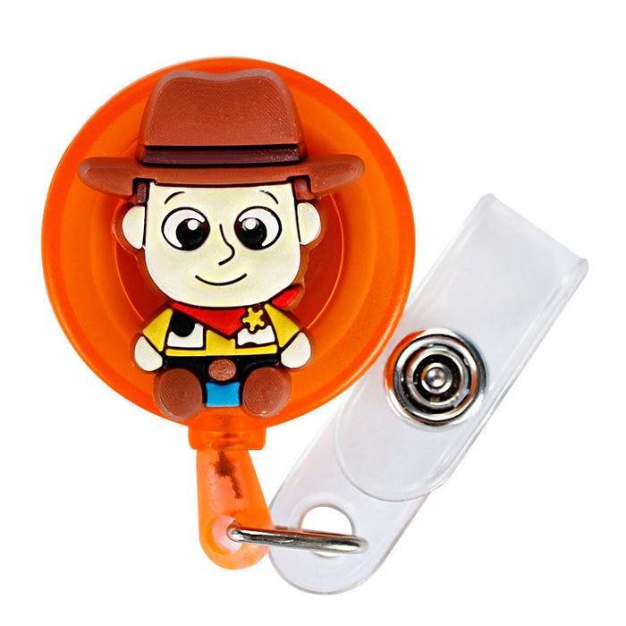 Wholesale Cartoon Badge Scroll Retractable Plastic Keychain JDC-KC-LuoKe004