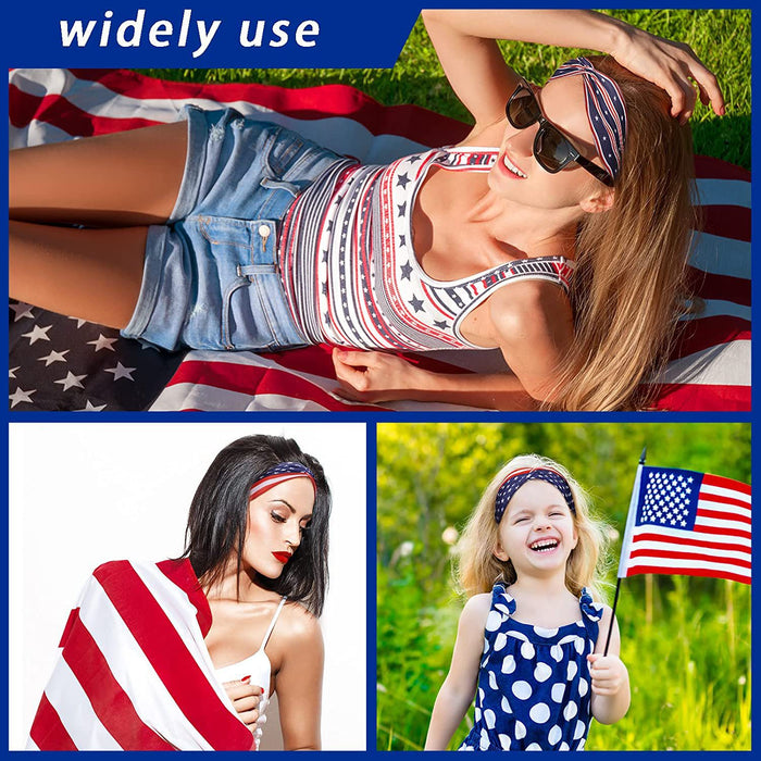 Wholesale 2PCS American Flag Independence Day Stars Knotted Sweat Absorbent Sports Bundle Fabric Headband JDC-HD-YunQ001