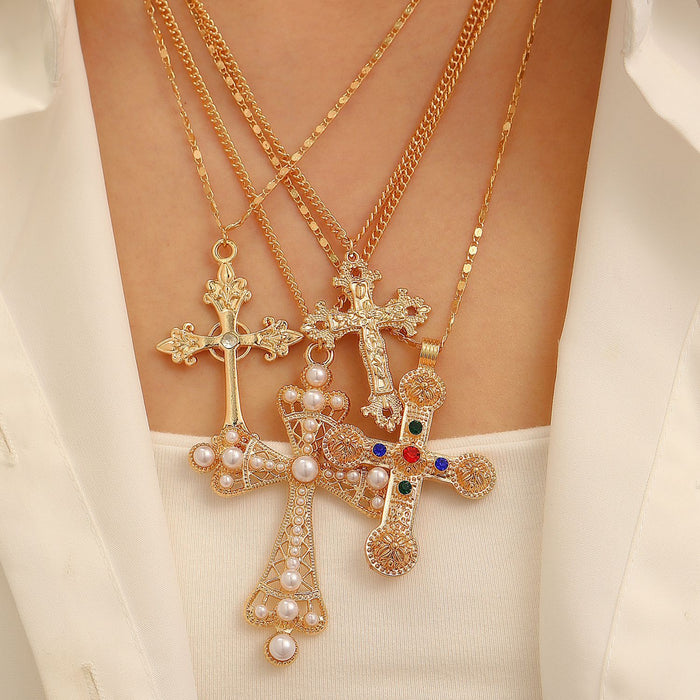 Wholesale Geometric cross necklace set
