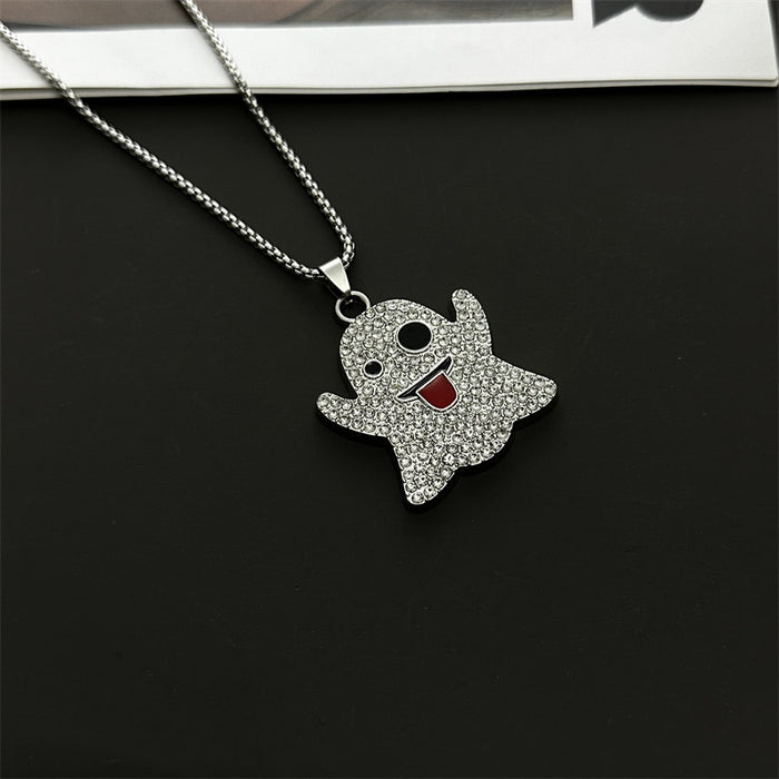 Wholesale Funny Tongue Sticking Out Ghost Necklace Sweater Chain JDC-NE-hanbo001