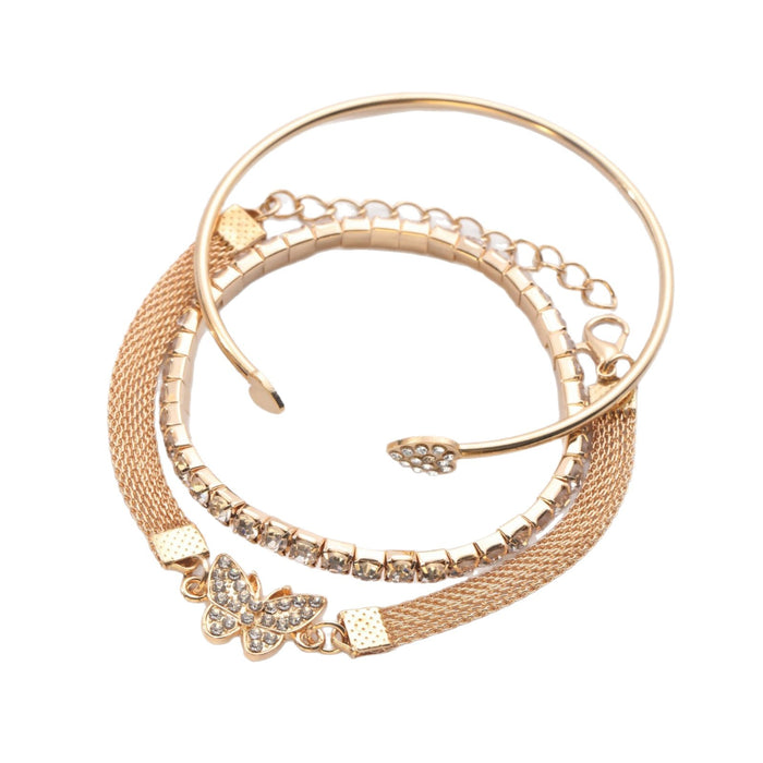 Wholesale Butterfly studded diamond bracelet, heart opening bracelet, creative and fashionable bracelet, women's accessory set