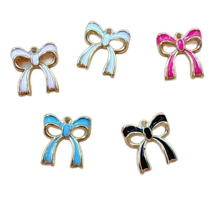 Wholesale 10pcs 3D Bow Tie DIY Alloy Enamel Accessories Keychain Necklace Pendantace Pendant