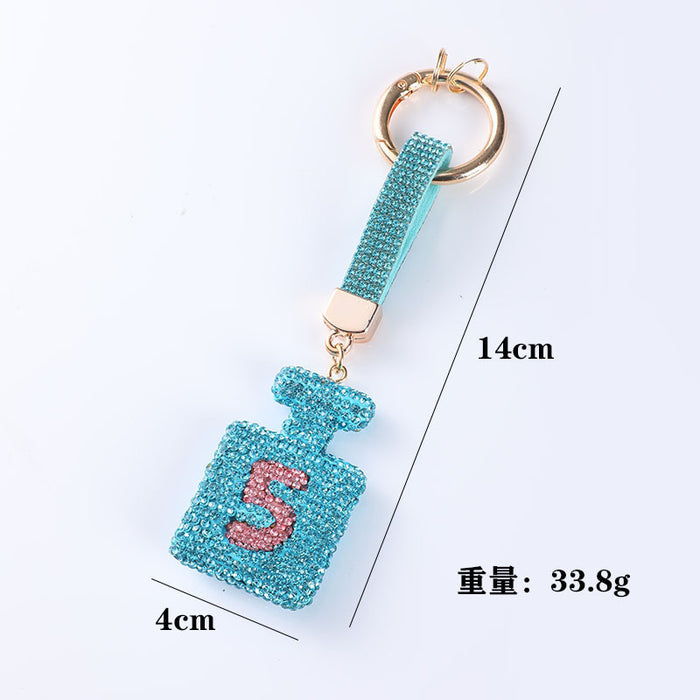 Wholesale Perfume bottle digital keychain,  full rhinestone,  fashionable bag charm,  car pendant
