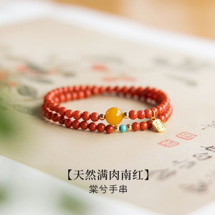 Wholesale Natural Red Agate Bracelet with Small Rice Beads and Multiple Circles