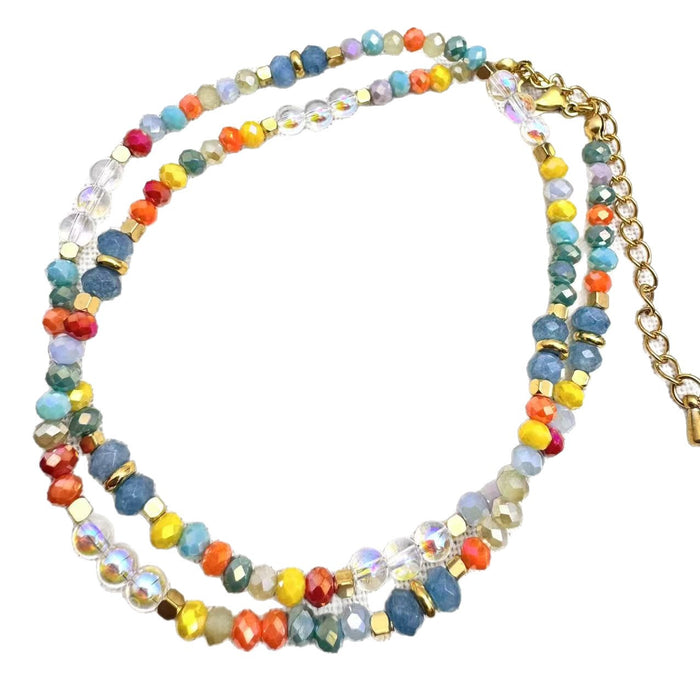 Wholesale Pearl Crystal Necklace Colorful Four Seasons Wear Light Luxury Fashion Collar Chain