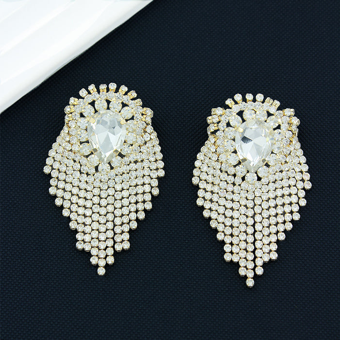 Wholesale Shiny Rhinestone Tassel Earrings Personalized Popular Women's Trend Diamond Earrings