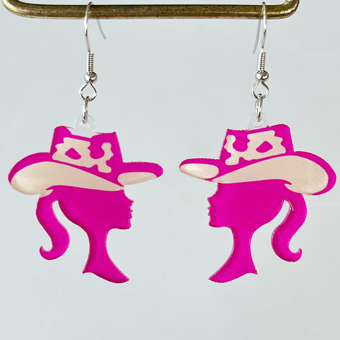 Wholesale 2 Pairs/pack Pink Western Denim Acrylic Earrings JDC-ES-HeYi102