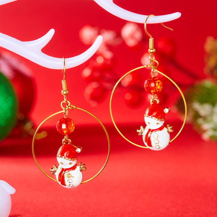 Wholesale Christmas earrings for women,  high-end cartoon Christmas tree cane snowman earrings,  earrings for Christmas gifts