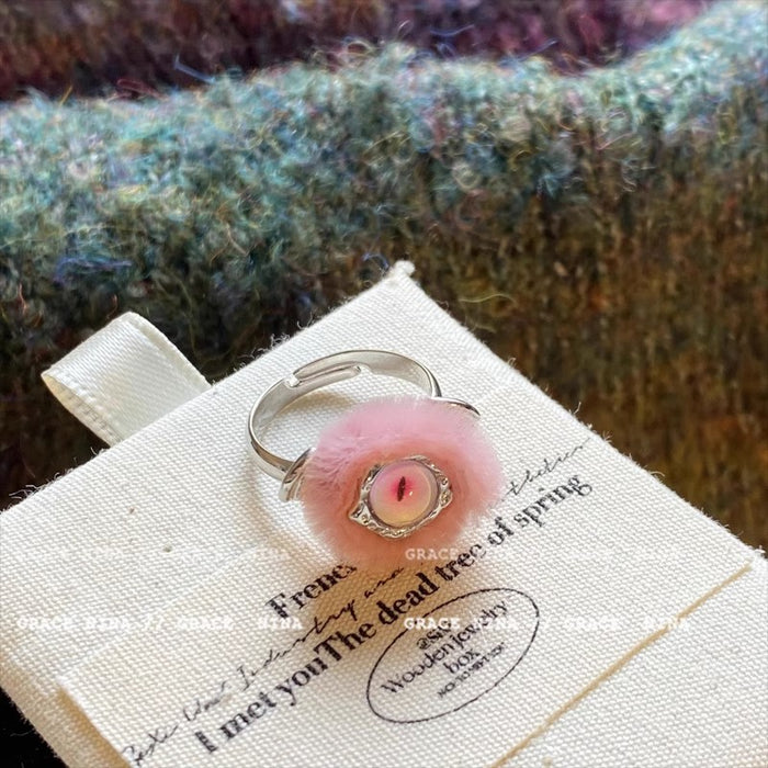Wholesale Plush one eyed ring with high-end feel for couples, niche couple ring