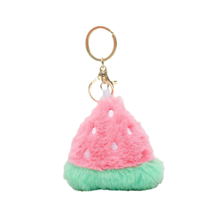 Wholesale Cute Plush Fruit Keychain Bag Charm Pink Watermelon MOQ≥3