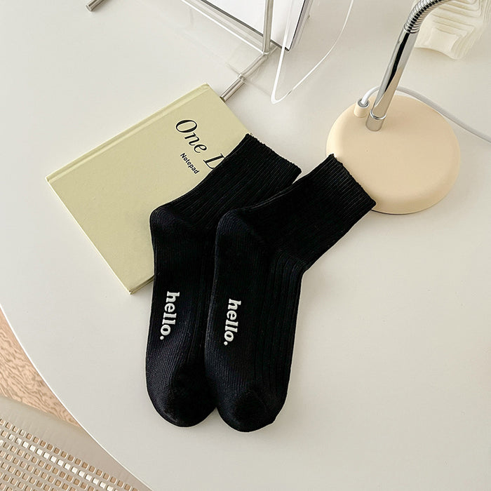 Wholesale Medium length socks with thick thread, versatile for wearing outside, cotton socks
