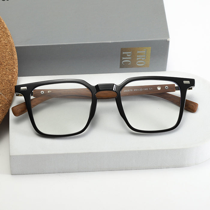Wholesale Fashionable wood grain retro myopia anti blue light glasses with wood grain legs and eyeglass frames