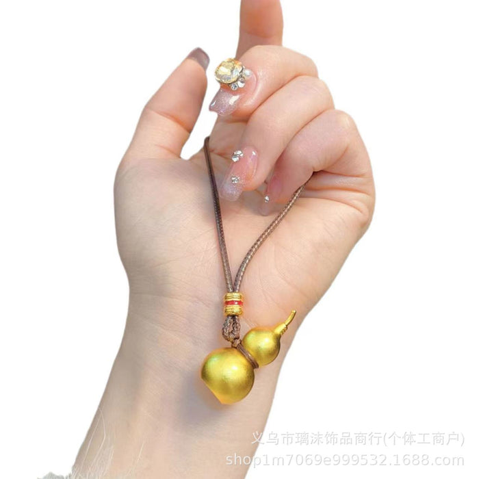 Wholesale Sand gold gourd woven rope necklace, long and niche design, lucky fortune pendant, couple style, safe