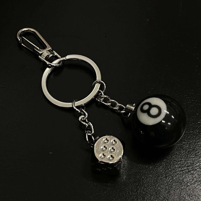 Wholesale Metal Keychain Black and White Dice Waist Accessories Key Pendant