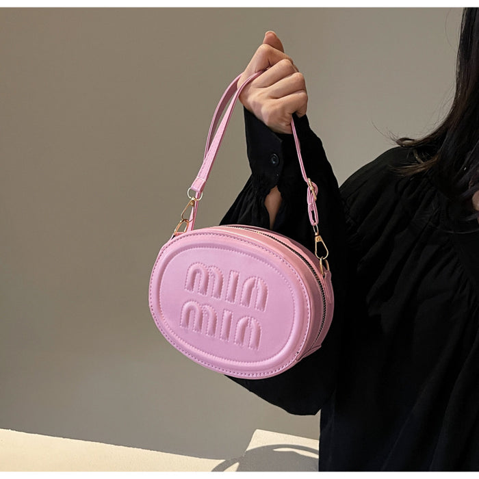 Wholesale Bowling bag, oil wax leather texture, shell bag, crossbody, single shoulder, versatile and fashionable small bag