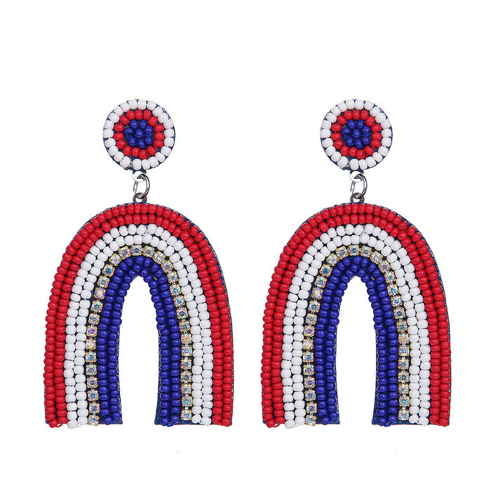 Wholesale New handmade creative earrings with five pointed stars, rainbow letters, national flag, personalized earrings