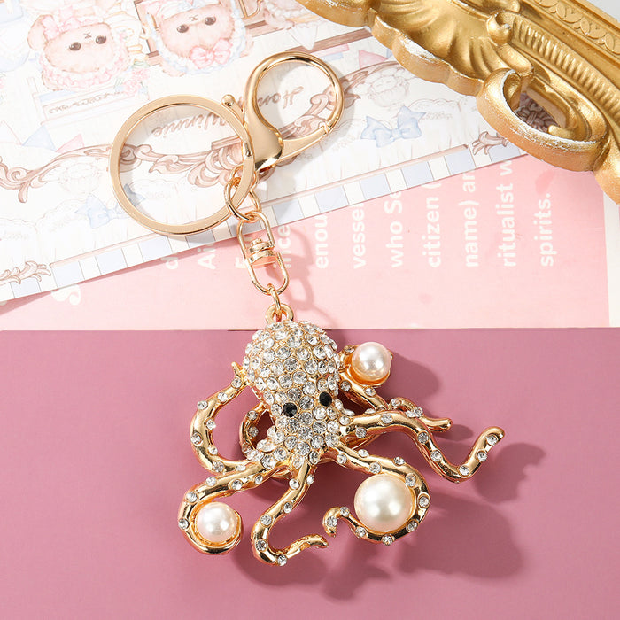Wholesale Cute Octopus Rhinestone Keychain Fashion Car Key Accessory