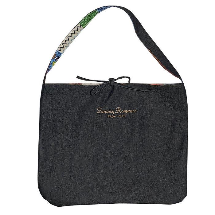 Wholesale Collar bag, fashionable and versatile, double-sided denim tote bag, large capacity shoulder bag