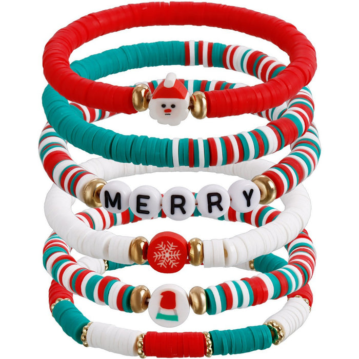 Wholesale Jewelry Christmas Bracelet Polymer Clay Stacking Bracelet Set