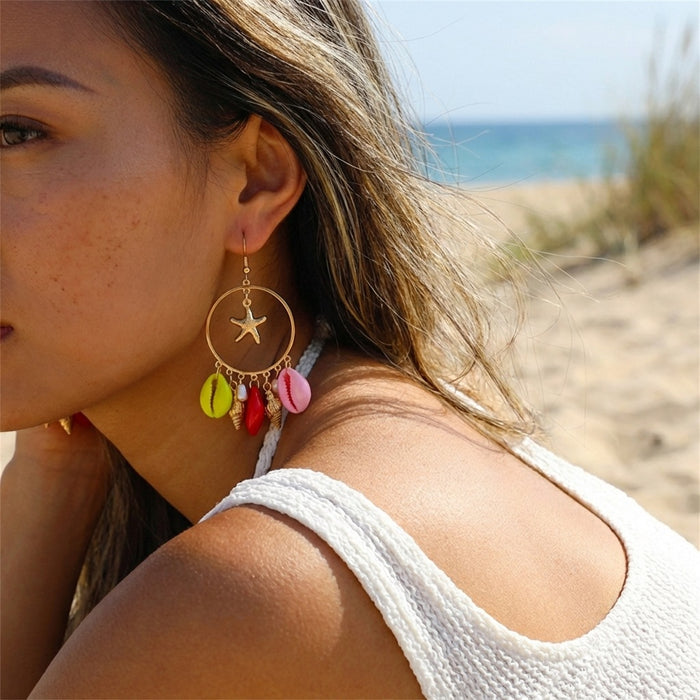 Wholesale Zinc Alloy Shell Pendant Earrings for Beach Party Fashion Accessory