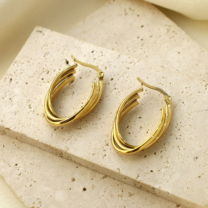 Wholesale Irregular Line Three-Ring Earrings
