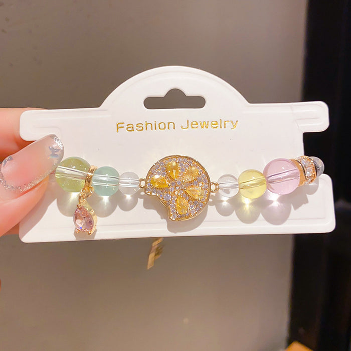 Wholesale Fashion Pearl Bracelet with Zircon Accents Adjustable Chain Stylish Jewelry Accessory