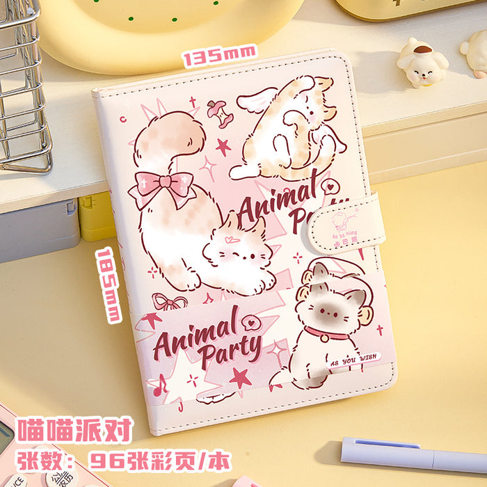 Wholesale Cute Cartoon Bear Imitation Leather Notebook with Magnetic Buckle 96 Full-Color Page
