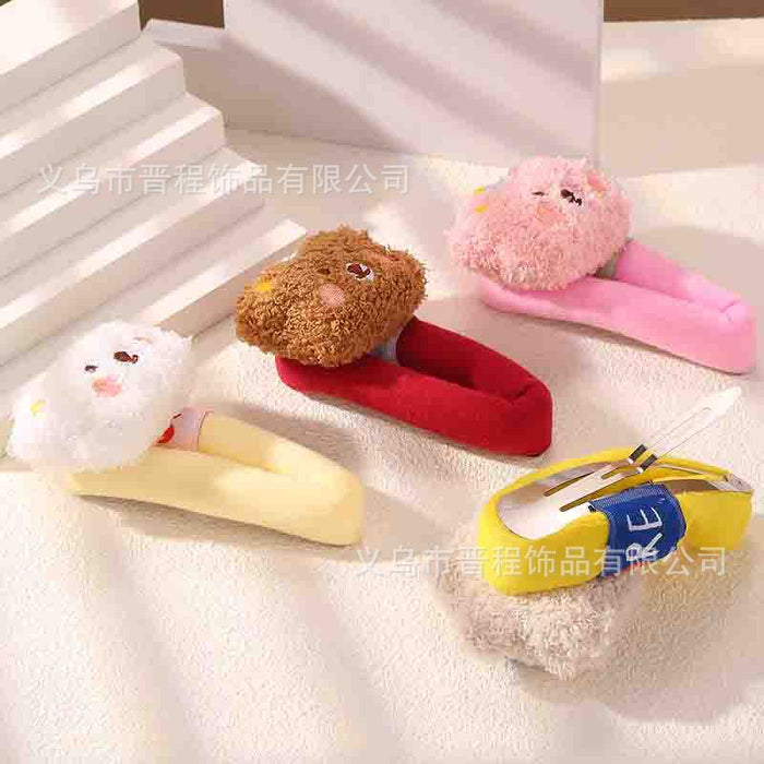 Wholesale New cartoon dog sponge hair clip with side bangs and plush toy large clip wholesale