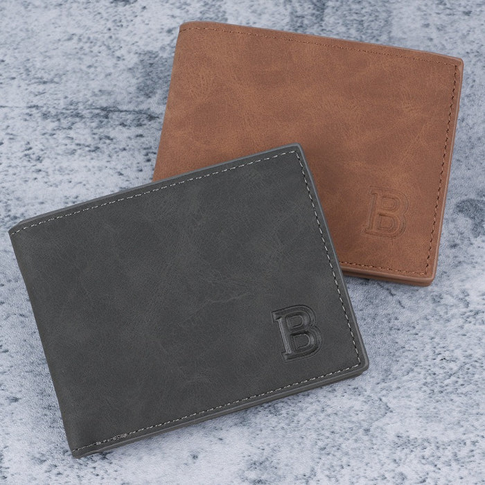 Wholesale Retro Men' s Short Wallet 2-Fold Multi-Card PU Black Wallet Fashion Accessory