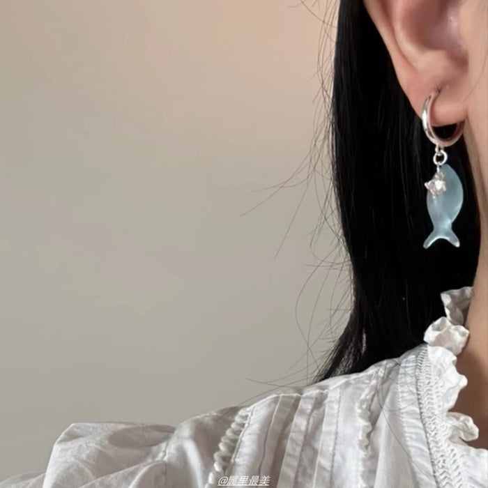 Wholesale Pearl Fish Earrings Forest Style Handmade Tassel Diamond Earrings