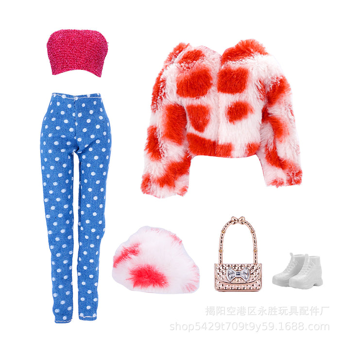 Wholesale Supermodel doll multicolor plush jeans hat suit