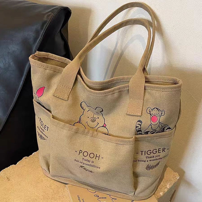 Wholesale Retro tote bag for women, large capacity canvas bag for class, book carrying bag, commuting shoulder bag