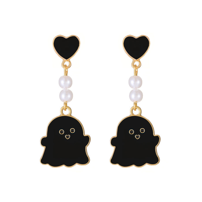 Wholesale Cartoon color oil dripping ghost necklace black and white ghost pendant personality simple cool niche  jewelry