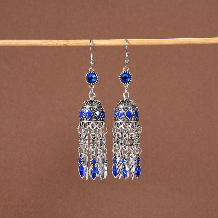 Wholesale Alloy Bohemian Tassel Long Ethnic Style Earrings JDC-ES-Gumi009