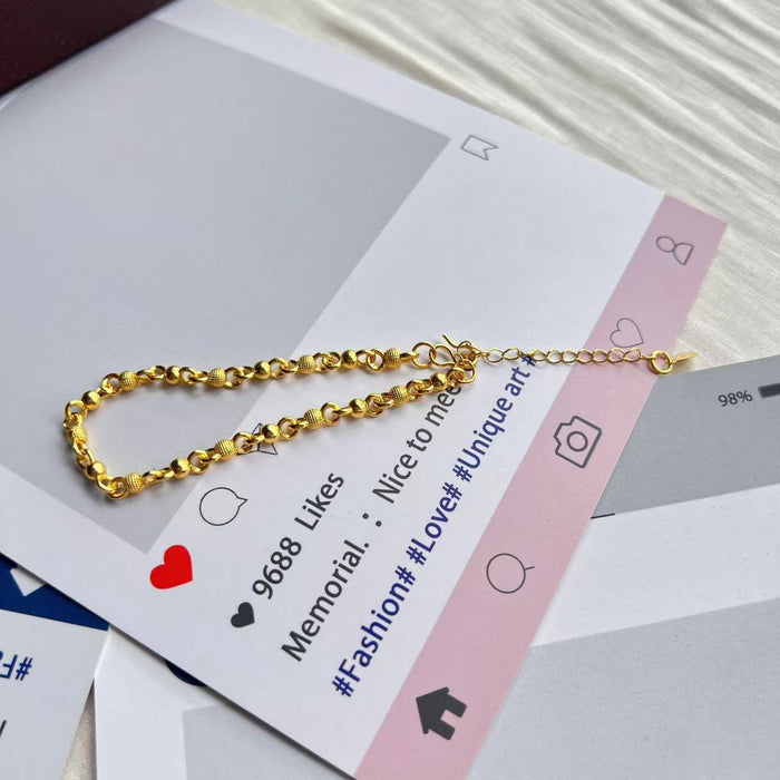 Wholesale Golden Lucky Grass Bracelet for Women, Four Leaf Flower Retro, niche design, high-end feeling, Four Leaf Grass Love, Wealth Attraction Bracelet