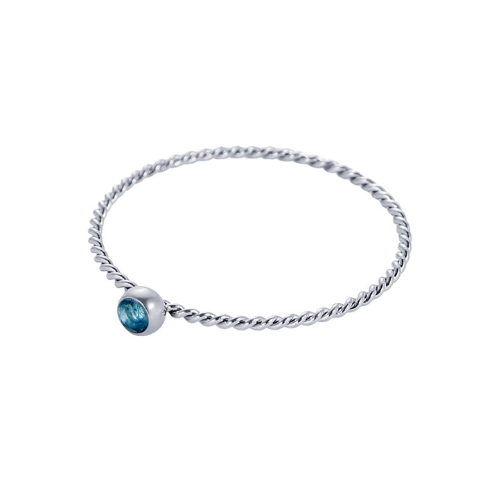 Wholesale Twisted ring with zircon ring stainless steel gold-plated birthstone twisted tail ring