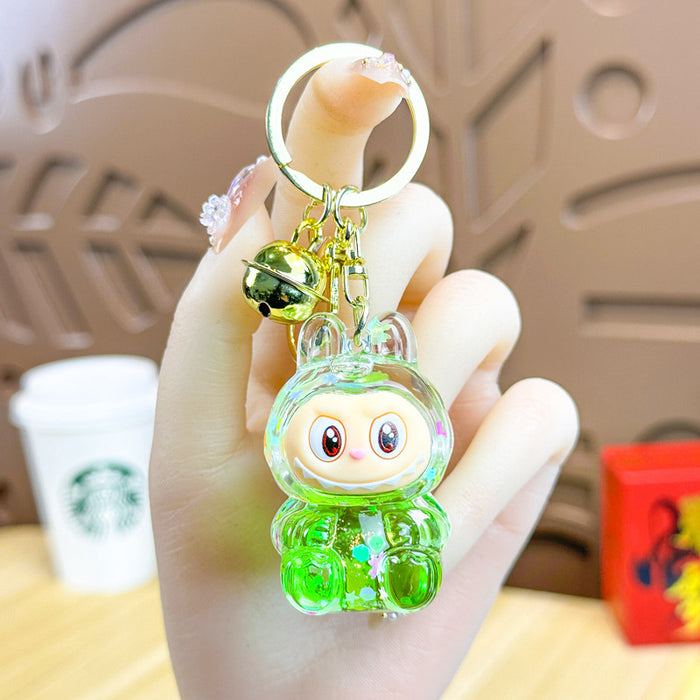 Wholesale Acrylic Bunny Quicksand Keychain Luminous Flashing Cute Doll Bag Gift Keychain