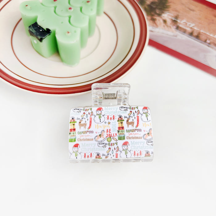 Wholesale Christmas plastic clip patch hair clip dopamine small fresh  atmosphere shark clip hair accessories