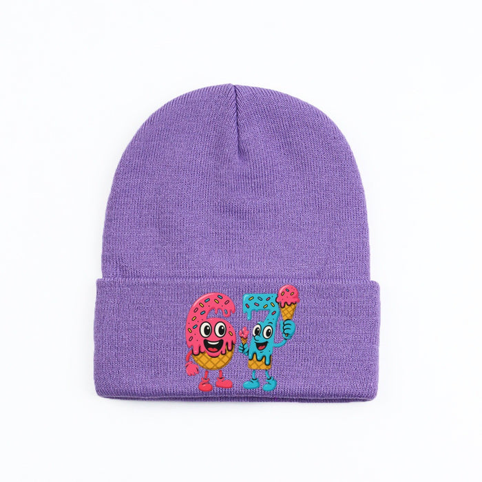 Wholesale Letter pattern knitted hat wool hat warm hat