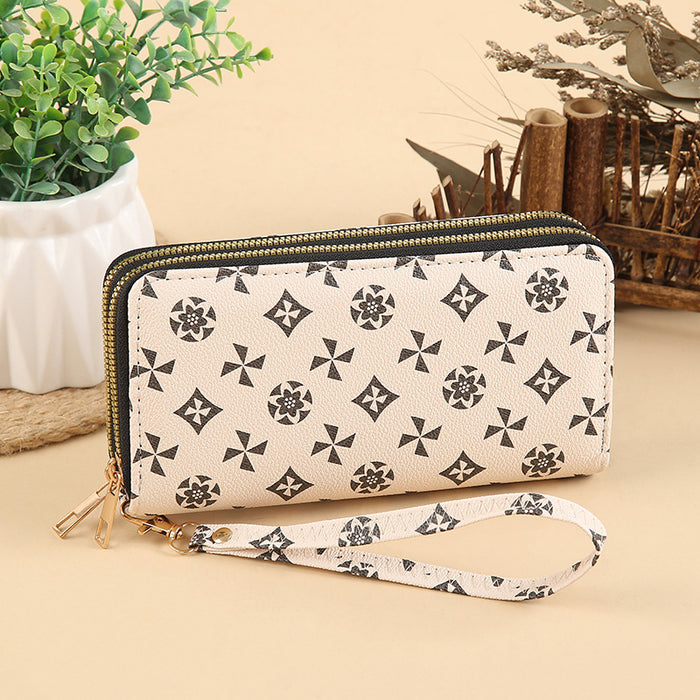 Wholesale PU Leather Clutch Wallet with Flower Pattern and Chain Decoration MOQ≥3