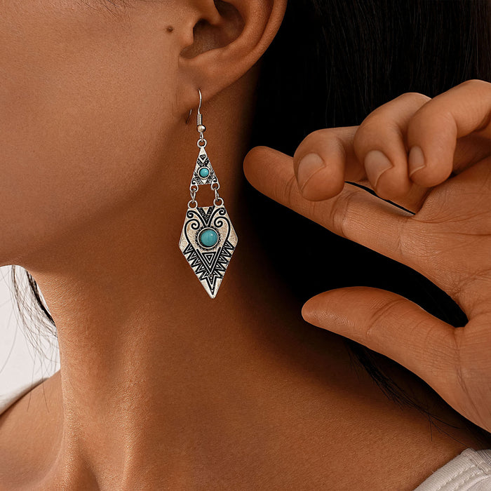 Wholesale 2pcs Turquoise Retro Bohemian Earrings