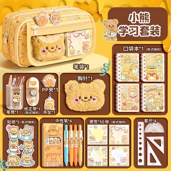 Wholesale Trendy Cute Pencil Case Large Capacity 9-Layer Flip with Butter Bear Design for Students stationery